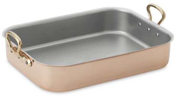 Rostiera Rettangolare senza Coperchio 40x30xh10 cm in rame massiccio 5 mm linea Luxury Line