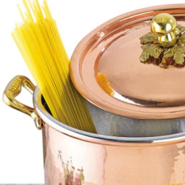 Pentola Alta 2 maniglie con coperchio � 20xh 17,5 cm - 5,20 lt in rame massiccio 5 mm linea Michaels Range