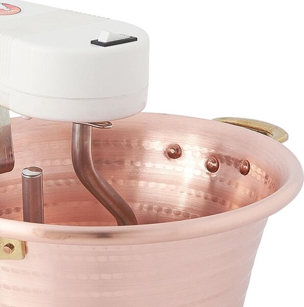 Paiolo elettrico In Rame martellato 2 manici � 30xh15,5cm Lt 7,60