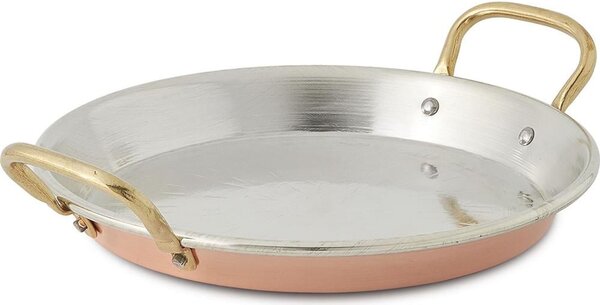 Paella 2 manici � 30xh4,0 cm- Lt 4,0 realizzato in rame massiccio liscio stagnato a mano LineaTraditional