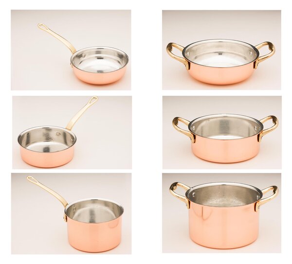 Casseruola Bassa 1 manico MIGNON Gioie di Casa � 12xh4,5 cm realizzata in rame liscio stagnato a mano