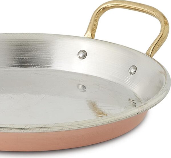 Paella 2 manici � 30xh4,0 cm- Lt 4,0 realizzato in rame massiccio liscio stagnato a mano LineaTraditional