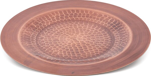 Sottopiatto in rame imbrunito martellato con bordo finale liscio � 28 cm realizzato a mano In Italia finitura rame imbrunito