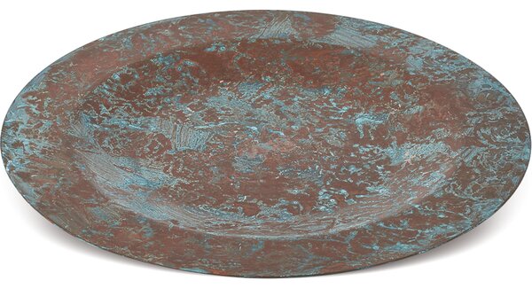 Sottopiatto in rame lucido martellato con bordo finale � 28 cm realizzato a mano In Italia finitura Verde Pompei