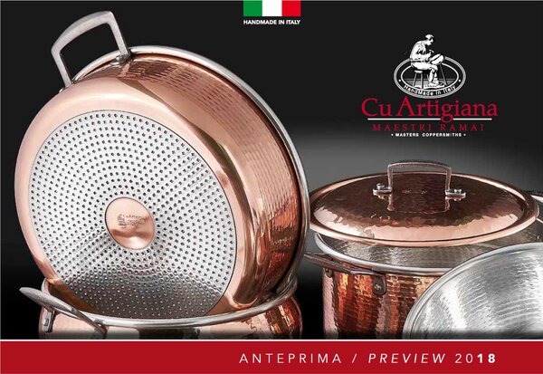 Tegame in rame ad Induzione con due manici � 20 cm realizzata in rame massiccio martellato