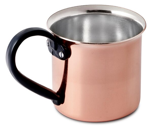 Tazza di rame Stagnata con manico in Nero Lucido � 8xh 11 cm - 40 Cl prodotto artigianalmente In Italia per moscow mule