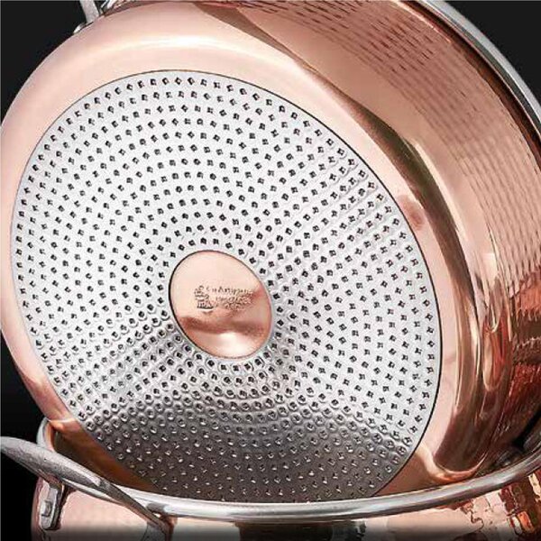 Casseruola ALTA in rame ad Induzione con due manici � 20xh12 cm - 3,7 Lt realizzata in rame massiccio martellato