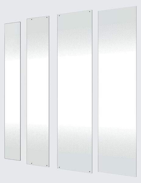 Porta pieghevole pieghevole 80 cm, H 190 cm in vetro temprato, spessore 6 mm serigrafato cromato