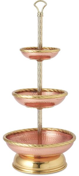 Alzata Portafrutta � 42xh75 cm ad un 3 livelli in rame massiccio e ottone