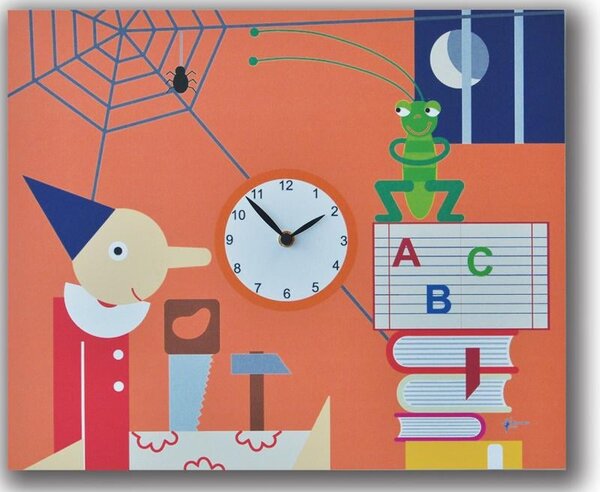 Orologio da parete Pinocchio stampa su MDF 35x44 per camerette bambini