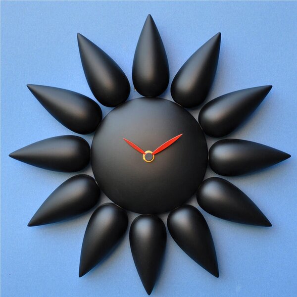 Orologio da parete Dalia in legno di faggio massello tinto Nero