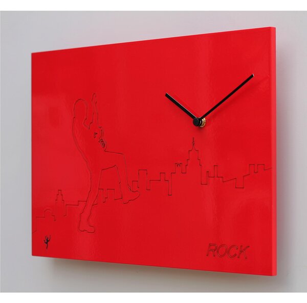 Orologio Cuc� da parete rock in MDF rettangolare 40xh27 cm spessore 3,5 cm colore rosso