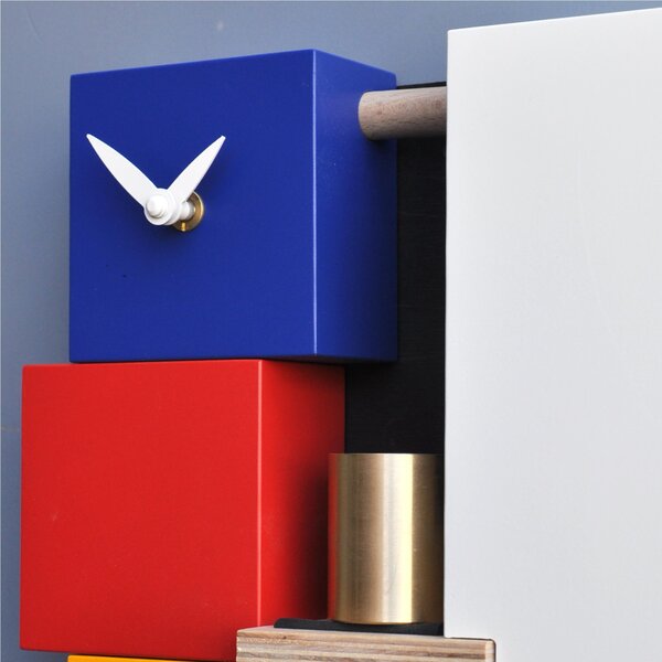 Orologio da parete con campanella in Bronzo Tornita Bell Mondrian 26x7xh28 cm cassa in MDF meccanismo al quarzo