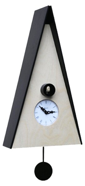Orologio cuc� NORIMBERGA cassa in betulla naturale e tetto nero 26x15xh47 cm