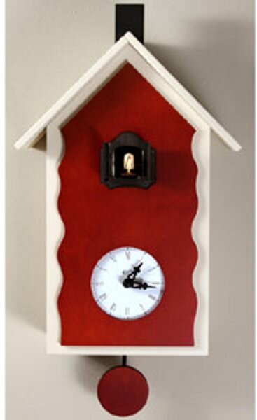 Orologio Pendolo con Cuc� Cuc� Lac 20x12xh40 cm con cassa laccata bianca