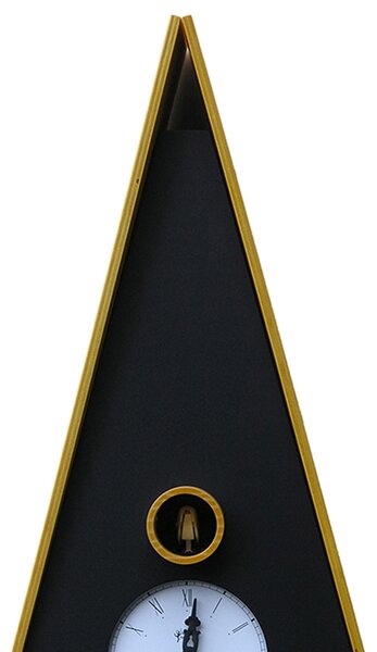 Orologio cuc� NORIMBERGA cassa in betulla tinto nero e tetto Giallo 26x15xh47 cm