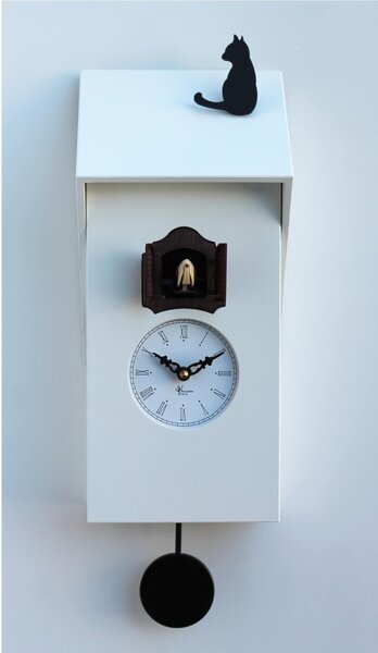 Orologio con cuc� VICENZA Giallo 17x12xh37 cm cassa e tetto in MDF Laccato bianco e tetto BIANCO