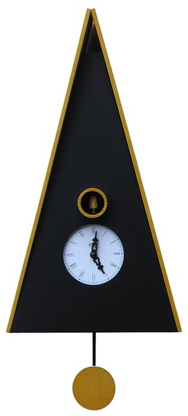 Orologio cuc� NORIMBERGA cassa in betulla tinto nero e tetto Giallo 26x15xh47 cm