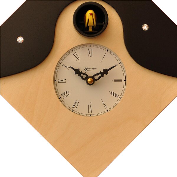 Orologio Cuc� Otranto 34x12xh34 cm orologio realizzato ad intarsi di legni pregiati Cassa betulla naturale con strass e tetto arancio