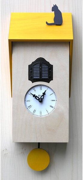 Orologio con cuc� VICENZA Giallo 17x12xh37 cm cassa e tetto in MDF Laccato naturale tetto giallo
