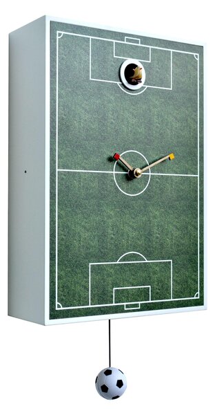 Orologio con cuc� da parete Campo di Calcio STADIO Cassa in MDF Laccata Dimensioni 24x10x h 34 cm sfondo verde