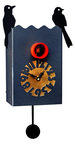Orologio con cuc� DUETTO 14x13xh28 cassa in metallo laccata nero grafite