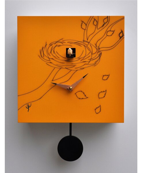 Orologio Cuc� da parete Nido 24,5x11xh24,5 cm cassa in MDF laccato , arancio