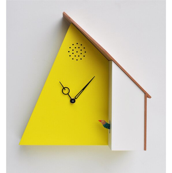 Orologio con cuc� QQ_HOUSE 78 Dimensioni 27x11xh 29 cm cassa e tetto in MDF Laccato naturale giallo RAL 10116