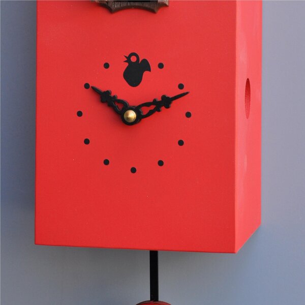 Orologio con cuc� Portofino 13x12xh30 cassa in MDF laccata rosso Tetto marrone