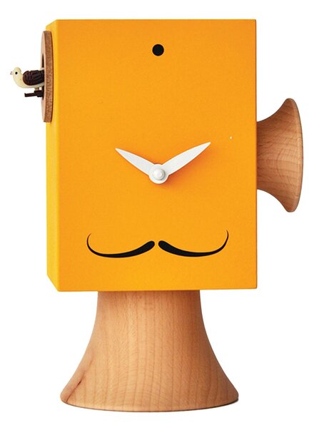 Orologio con cuc� Da appoggio Dali 15x11xh24 cm con particolari in legno massello tornito, colore giallo