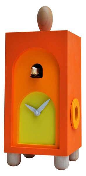 Orologio con cuc� Da appoggio 12x11xh31 con particolari in legno massello colore arancio