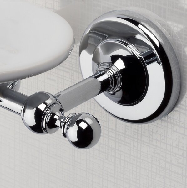 Porta bicchiere sospeso in ottone cromato con contenitore in ceramica BRITISH 13,5x11,5xh10 cm Stile Inglese Classico primo Novecento porcellana finitura supporto inox lucido