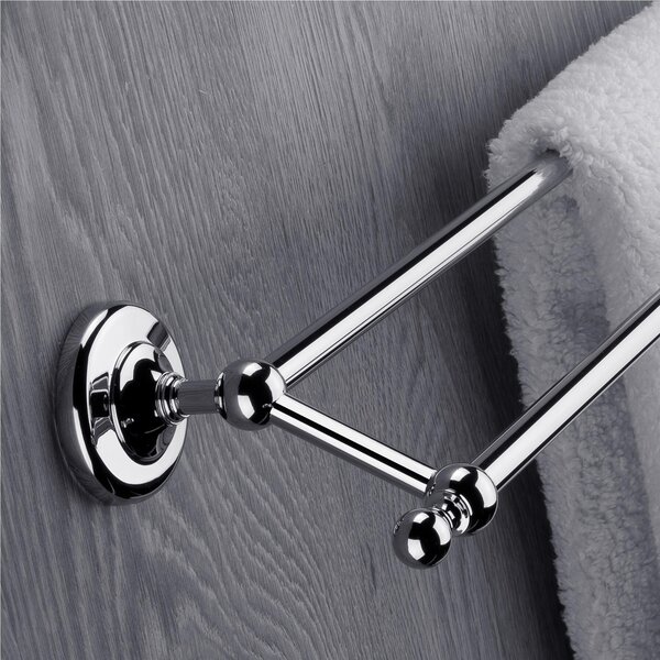 Porta Salviette doppio anima in ottone cromato anti corrosione 54,5x12xh7 cm BRITISH Stile Inglese Classico primo Novecento Acciaio inox Lucido