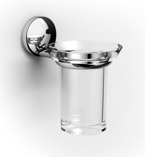 Porta bicchiere sospeso con contenitore in acrilico acrilico 14x10xh14 cm Grand Hotel finitura inox lucido