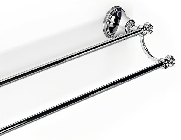 Porta Salviette Doppio in cromo lucido Liberty Dimensioni 56,5x15x h11,5 cm finitura inox lucido