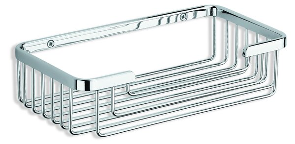Porta Spugna, mensola doccia in filo di acciaio inox rettangolare h6x13x25 CM Completo di stop per il montaggio