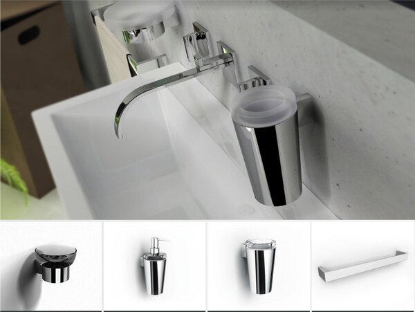 Portasapone sospeso in Acciaio inox AISI 304 La Piana 13x13,5xh 8,4 cm design stile moderno finitura inox lucido
