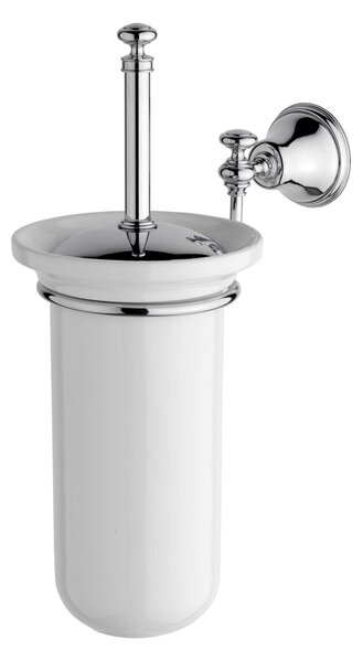 Porta Scopino da parete LIBERTY in Acciaio Inox Dimensioni 15,5x25xh40,5 con porcellana bianca interna