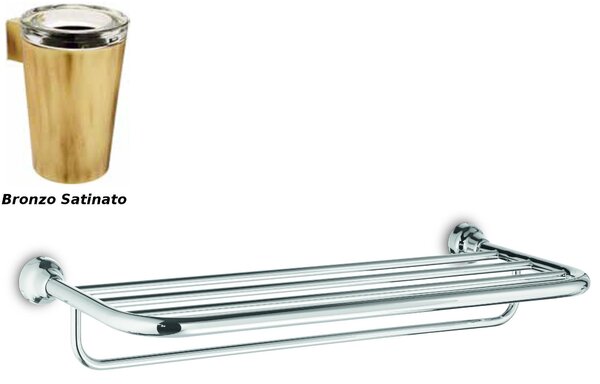Ripiano Porta salviette per bagno, doccia 65,50x28,50xh11,40 cm finitura Bronzo satinato Completo di Stop di Fissaggio