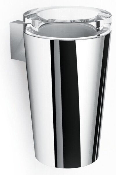 Porta Bicchiere LAPIANA in acciaio inox lucido e vetro Dimensioni 8x10xh13 cm fissaggio a muro Made In italy