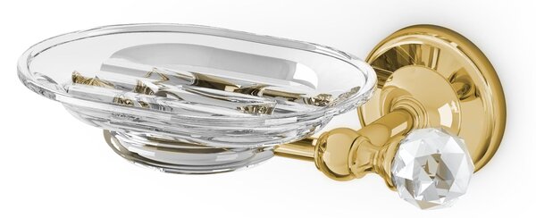 Portasapone sospeso Linea MADRAS ORIENTE 14x12,5xh11 cm Oro Lucido e Swarovski trasparente cristallino Made in Italy