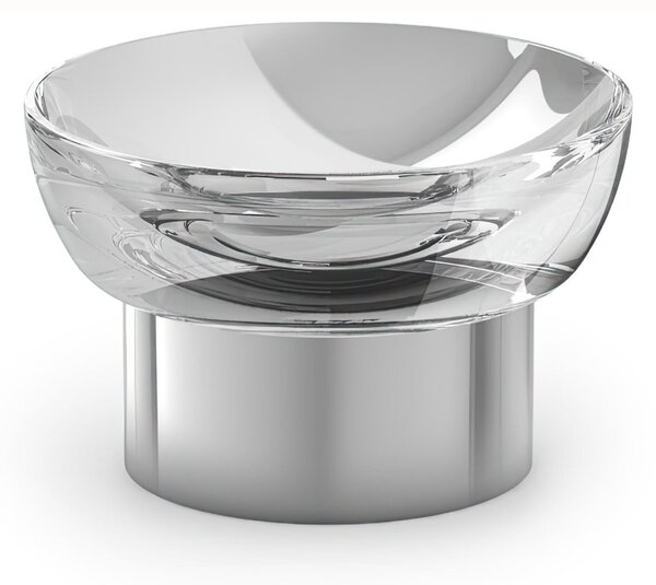 Portasapone da Appoggio LAPIANA Dimensioni 13x13xh8,4 cm in acciaio inox lucido e vetro
