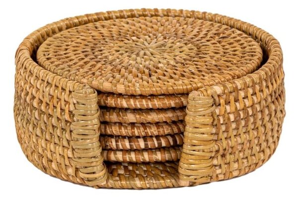 Set di sottobicchieri colore naturale scuro in rattan 6 pz – Tiseco Home Studio