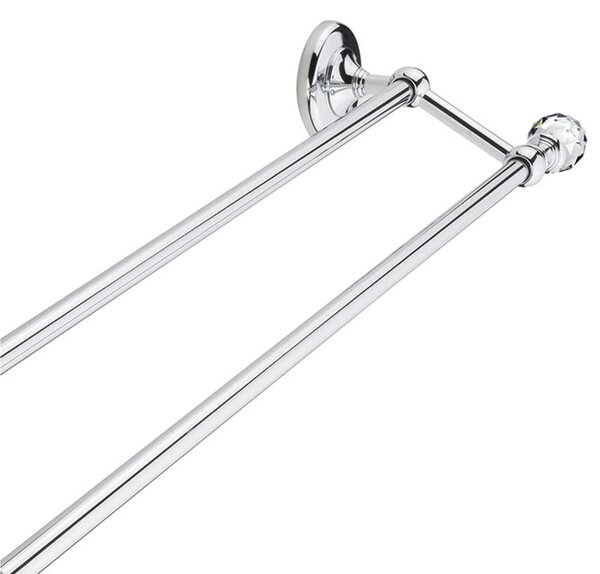 Porta Salviette Doppio 59,50x12,50xh7,5 Linea MADRAS ORIENTE Cromo e Swarovski finitura cromo lucido , Made In Italy