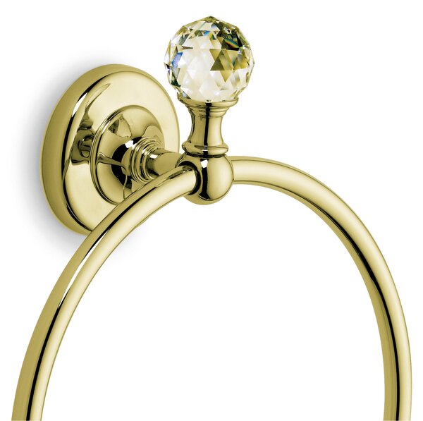 Porta Salviette ad Anello Linea MADRAS ORIENTE 19,5x6xh21.50 cm Oro lucido e Swarovski trasparente cristallino