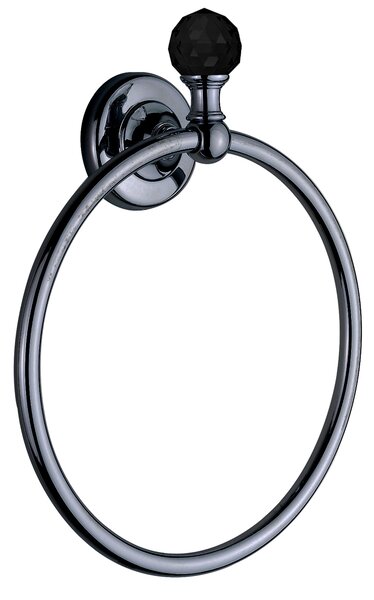 Porta Salviette ad Anello Linea MADRAS ORIENTE 19,5x6xh21.50 cm Nero lucido e Swarovski