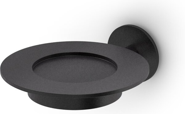Portasapone sospeso in acciaio Oslo Round 11x13,5xh4,6 cm stile minimale alluminio verniciato a polvere nero opaco