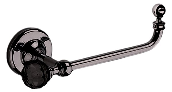 Portarotolo di carta igienica MADRAS ORIENTE 21,5x9xh6,5 cm Cromo Nero e Swarowski Nero finitura cromo lucido , Made In Italy