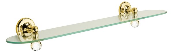 Mensola da Muro Linea MADRAS ORIENTE 60x13,5xh8,0 oro lucido e Swarovski trasparente cristallino