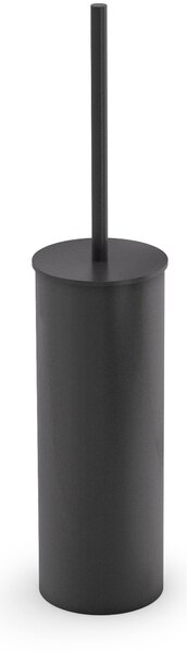 Portascopino da bagno Verniciato OSLO ROUND 8x8x h 39 cm stile minimale alluminio verniciato a polvere nero Opaco